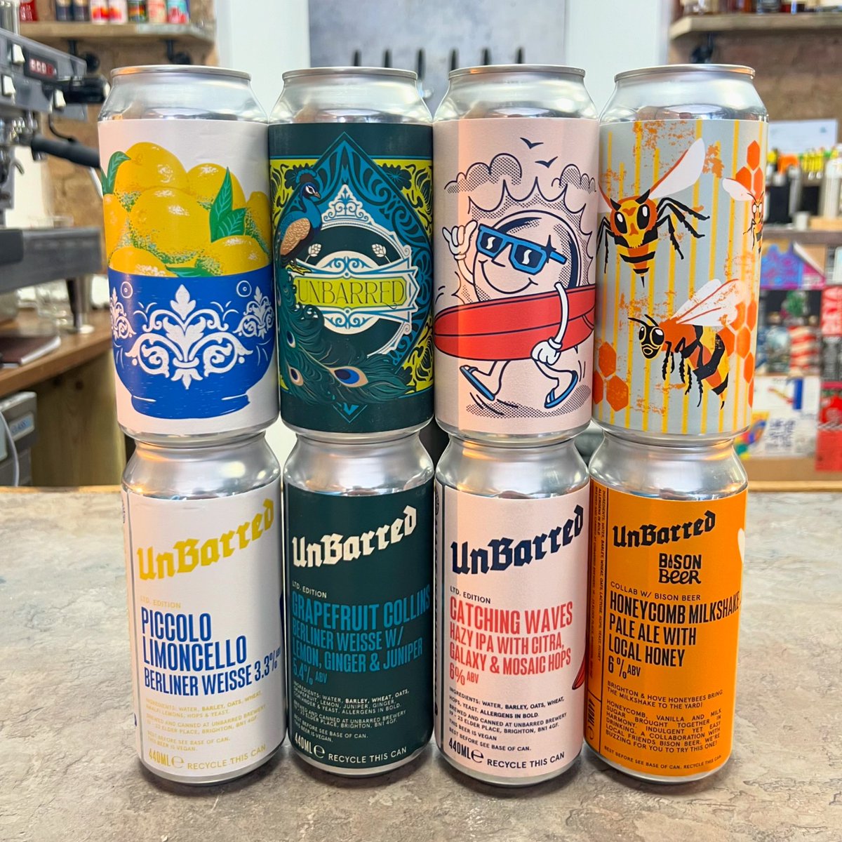 CraftTooting's tweet photo. NEW #UnBarred ‘Piccolo Limoncello Berliner Weisse’ 🍋 ‘Grapefruit Collins’ Weisse w/ Lemon, Ginger & Juniper 🍸 PLUS ‘Catching Waves’ 🌊🏄 Hazy #IPA hopped with Citra, Galaxy & Mosaic 🤤 + ‘Honeycomb Milkshake’ Pale RETURNS 🐝🍯 #Craft #Tooting #Craftbeer #Bar & #BottleShop #Beer https://t.co/kAgKIiEZC3
