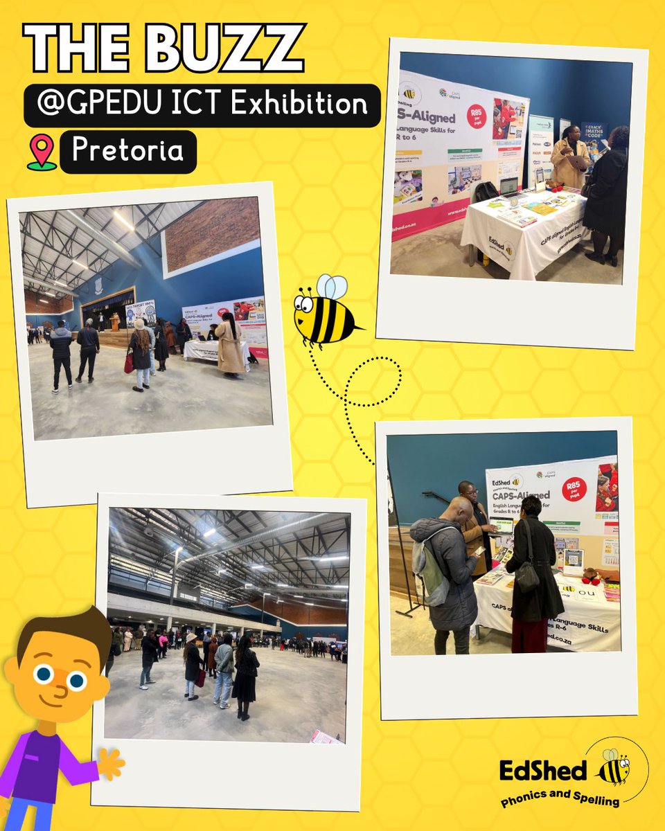 ⭐🤩🐝 The EdShed Phonics and Spelling team is having a great time at the GPEDU ICT Exhibition in Pretoria.

We'll be here until 31st July. Do come and say hello if you're attending this week. 👋