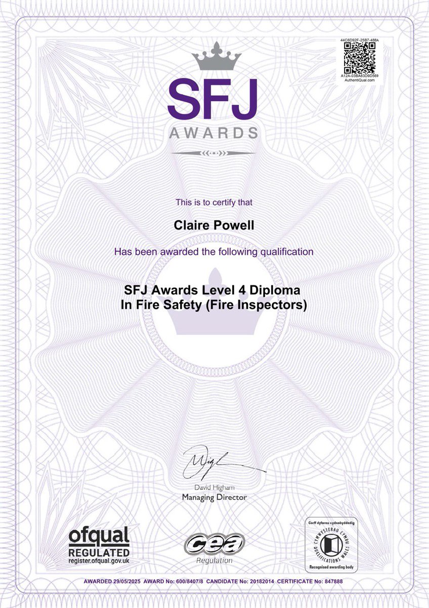 🔥📚 Celebrating Fire Safety Excellence!
Congratulations to our <a href="/FireSafetyUHLG/">Fire Safety</a> at <a href="/nhsUHLG/">NHS University Hospitals of Liverpool Group</a>:

Liam Fitzgerald - HTM Fire Safety Course 
Victoria Williams - <a href="/NEBOSHTweets/">NEBOSH</a> National General Certificate 
Claire Powell - <a href="/SFJAwards/">SFJ Awards</a> Level 4 Diploma in Fire Safety

#firesafety