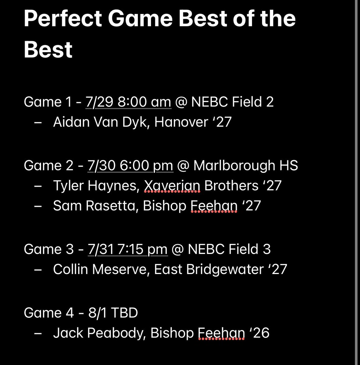Chris_newman78's tweet image. Eagles 16U White @PerfectGameUSA Best of the Best Invitational expected rotation @PG_NewEngland @PBNewEngScout @CoastRecruits @BUncommitted @ECEaglsBsb