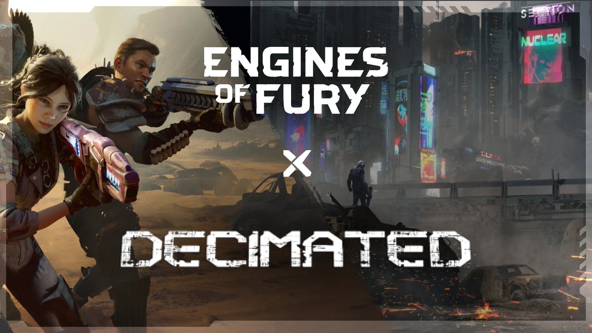 DECIMATED - Official (@decimated_game) on Twitter photo 🚨Partnership Announcement🚨
We’re excited to team up with <a href="/EnginesOfFury/">Engines of Fury 🎮</a> – a post-apocalyptic, top-down extraction shooter built by industry veterans from Blizzard, Ubisoft & more, backed by EA co-founder Jeff Burton.
Coming Soon Season 2: Open Access & Live Economy Launch! 🚨Partnership Announcement🚨
We’re excited to team up with <a href="/EnginesOfFury/">Engines of Fury 🎮</a> – a post-apocalyptic, top-down extraction shooter built by industry veterans from Blizzard, Ubisoft & more, backed by EA co-founder Jeff Burton.
Coming Soon Season 2: Open Access & Live Economy Launch!