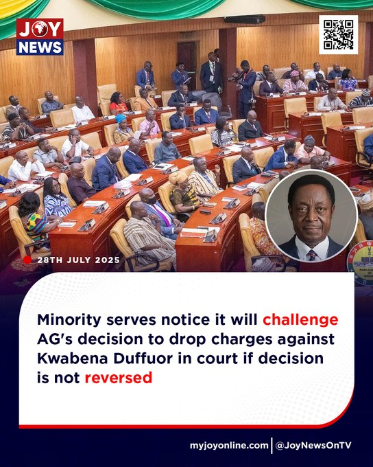 LuvFM995's tweet image. Minority serves notice it will challenge AG&apos;s decision to drop charges against Kwabena Duffuor in court if decision is not reversed

#LuvNews