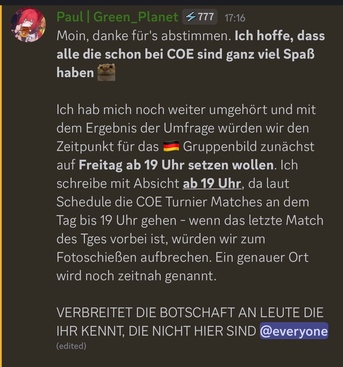 #COE2025 DEUTSCHES GRUPPENBILD - VERBREITET DIE BOTSCHAFT. AB FREITAG 19 UHR - GENAUER ORT WIRD NOCH ANGEKÜNDIGT