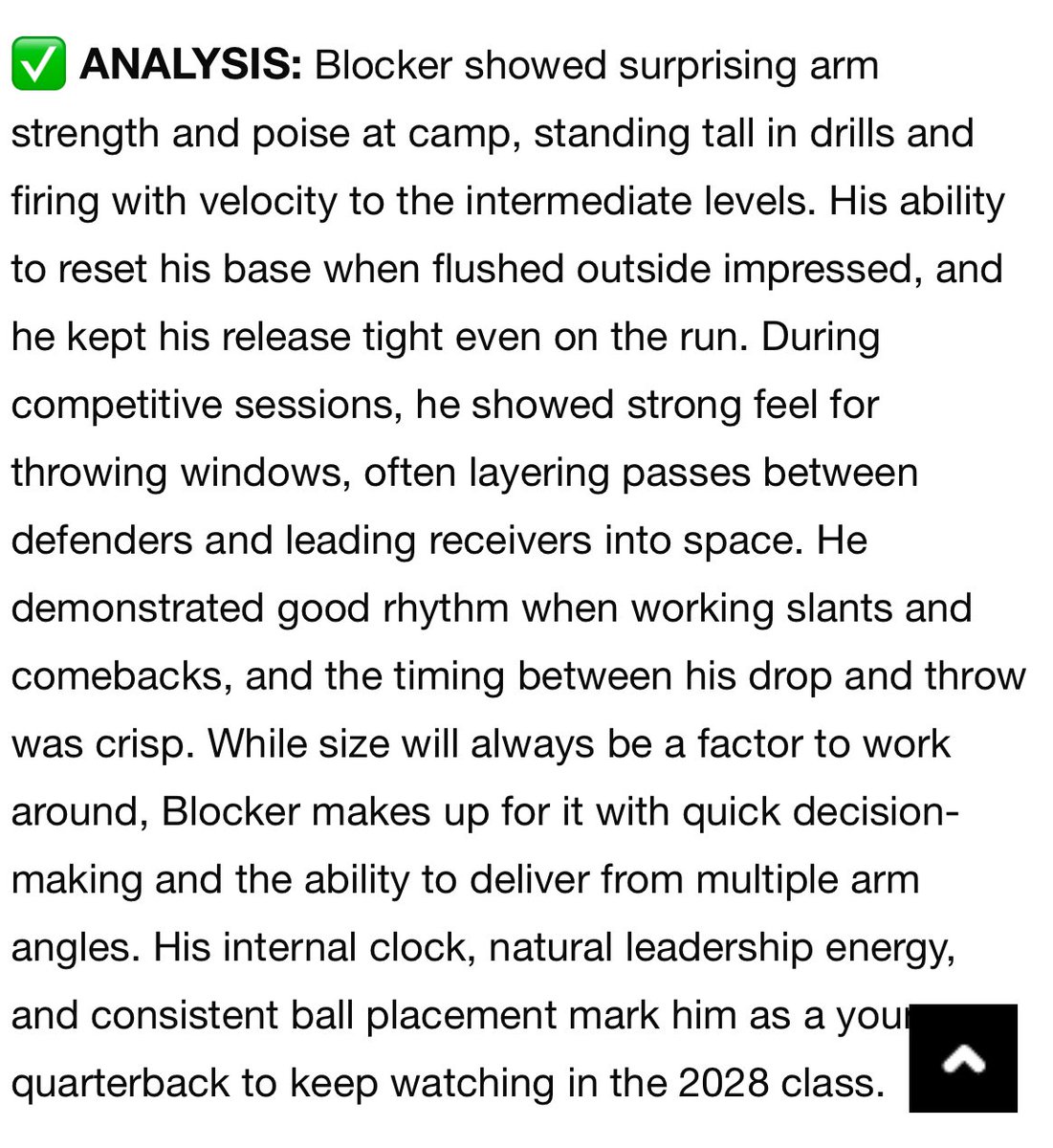 Rush Blocker 2028, Qb tweet media