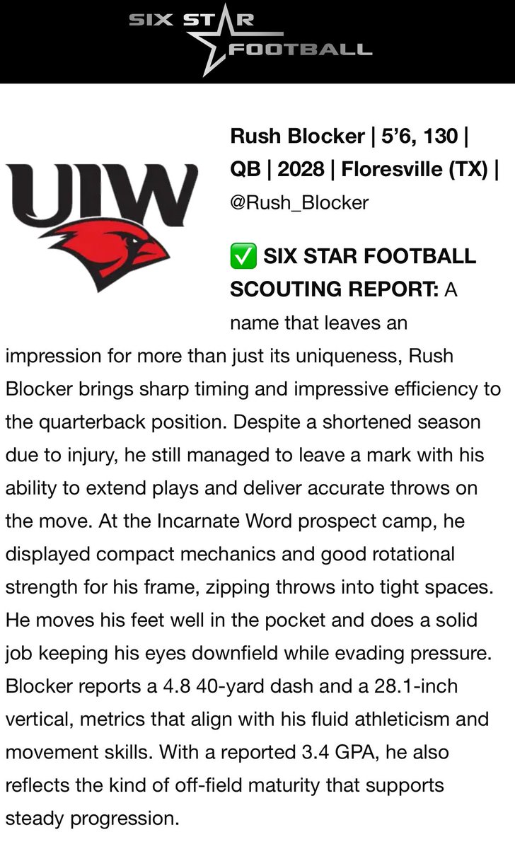 Rush Blocker 2028, Qb tweet media