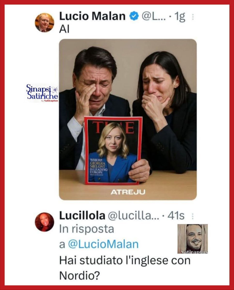 Satiraptus's tweet image. #malan #Meloni #Time #atreju

@LucillaMasini2