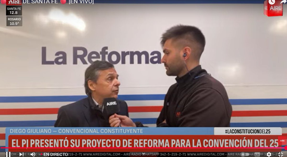AiredeSantaFe's tweet image. #LaConvenciónDel25 Más Para Santa Fe presentó su proyecto de reforma constitucional y lo detalla Diego Giuliano al móvil de Lucas Payetta. 
Seguinos #EnVivo en nuestro canal de Youtube
youtube.com/watch?v=G3-9pu…
