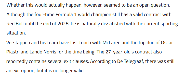 MsportXtra's tweet image. #F1 According to Helmut Marko, Max Verstappen remains at RedBull in 2026. #MsportXtra