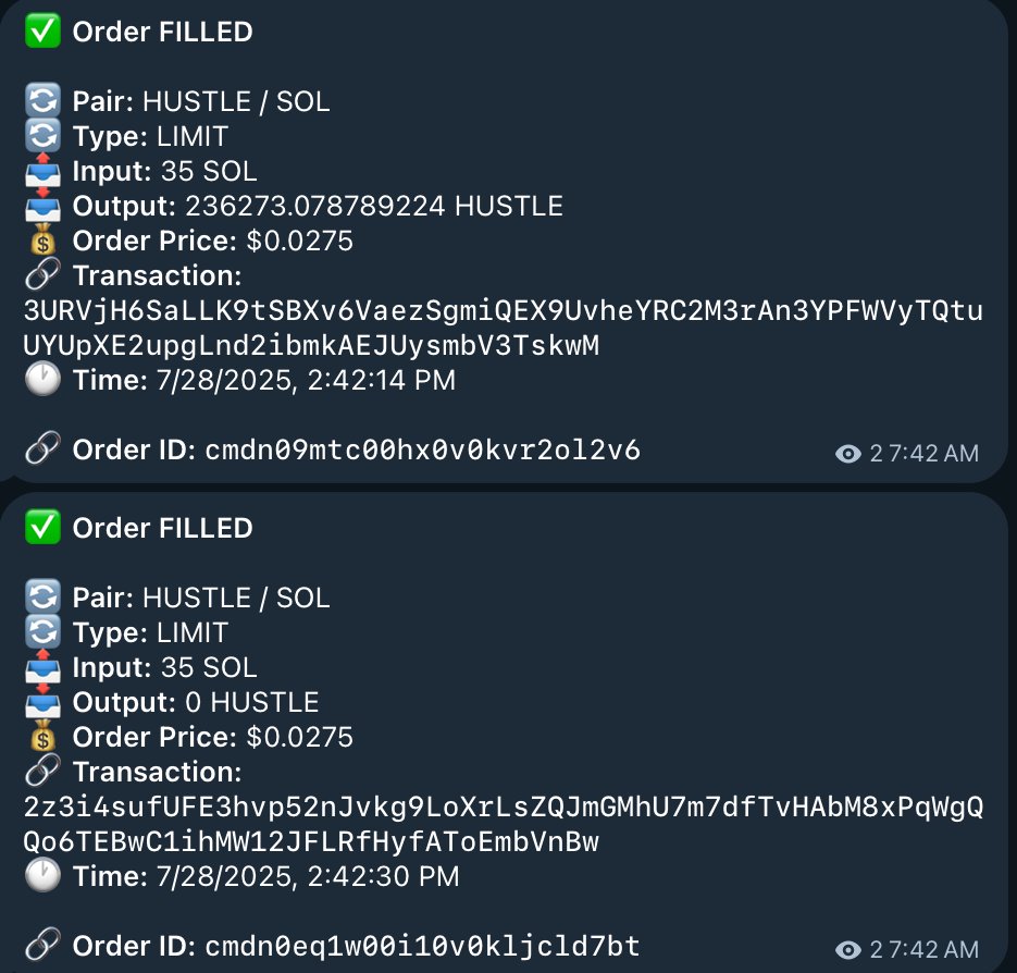 Watch the action unfold in real-time on my platform. From whales dropping 50 SOL on $HUSTLE to skilled traders working the Solana depths - full transparency on every move. Welcome to the future of trading.

t.me/hustle_conditi…