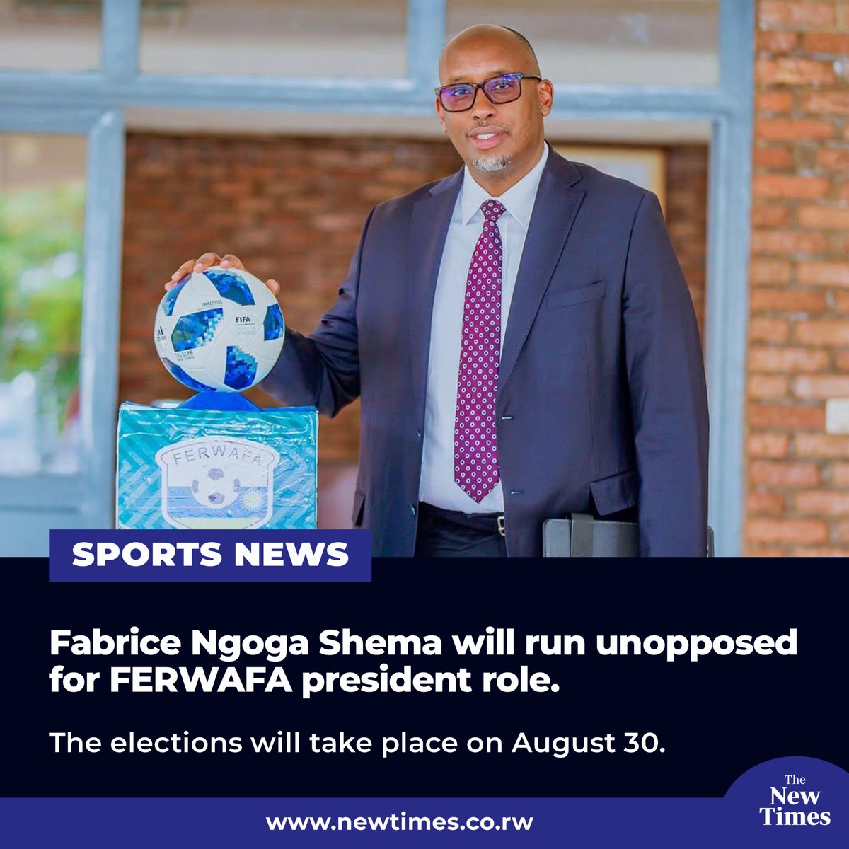 TimesSportRW's tweet image. Fabrice Ngoga Shema will run unopposed for FERWAFA president role.