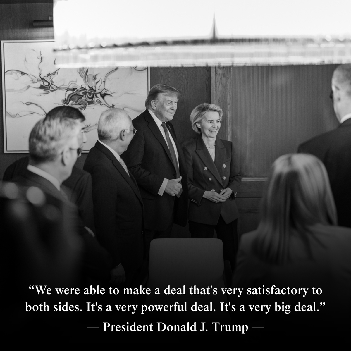 Other American Presidents have tried and failed to reach a significant trade deal with the European Union.

This Framework underscores <a href="/POTUS/">President Donald J. Trump</a>' commitment to delivering real results to the American People by enabling our farmers, ranchers, and manufacturers to increase U.S.