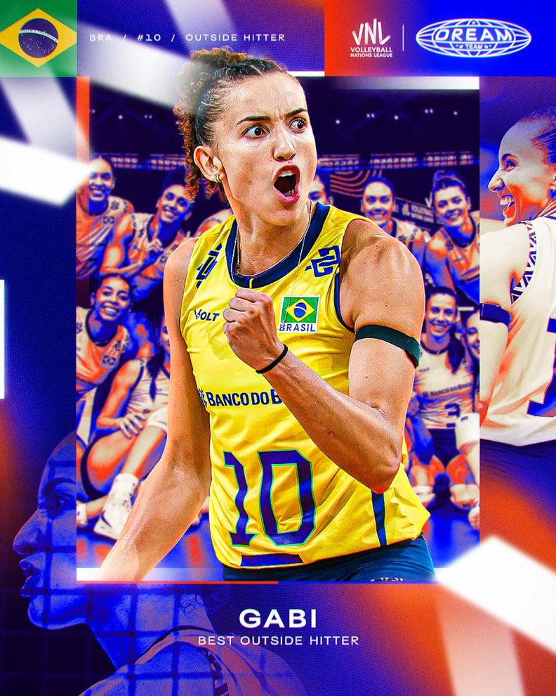 LimiteOlimpico's tweet image. 🚨 Gabi no Dream Team
• Melhor Ponteira - Capitã da Seleção Brasileira e maior pontuadora da fase final 🇧🇷
#VNLFinals