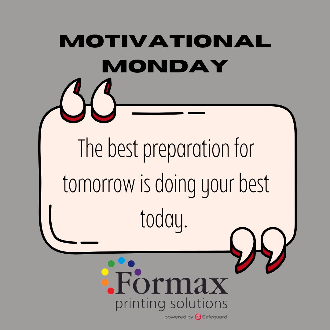 FormaxPrinting's tweet image. 🌟It&apos;s #MotivationalMonday! Start your week with a dose of positivity and the ambition to achieve great things. Let&apos;s conquer this week together! 💪 #MondayMotivation #NewWeekNewGoals #formax #printing #formaxprinting bit.ly/3vZm3Qk
