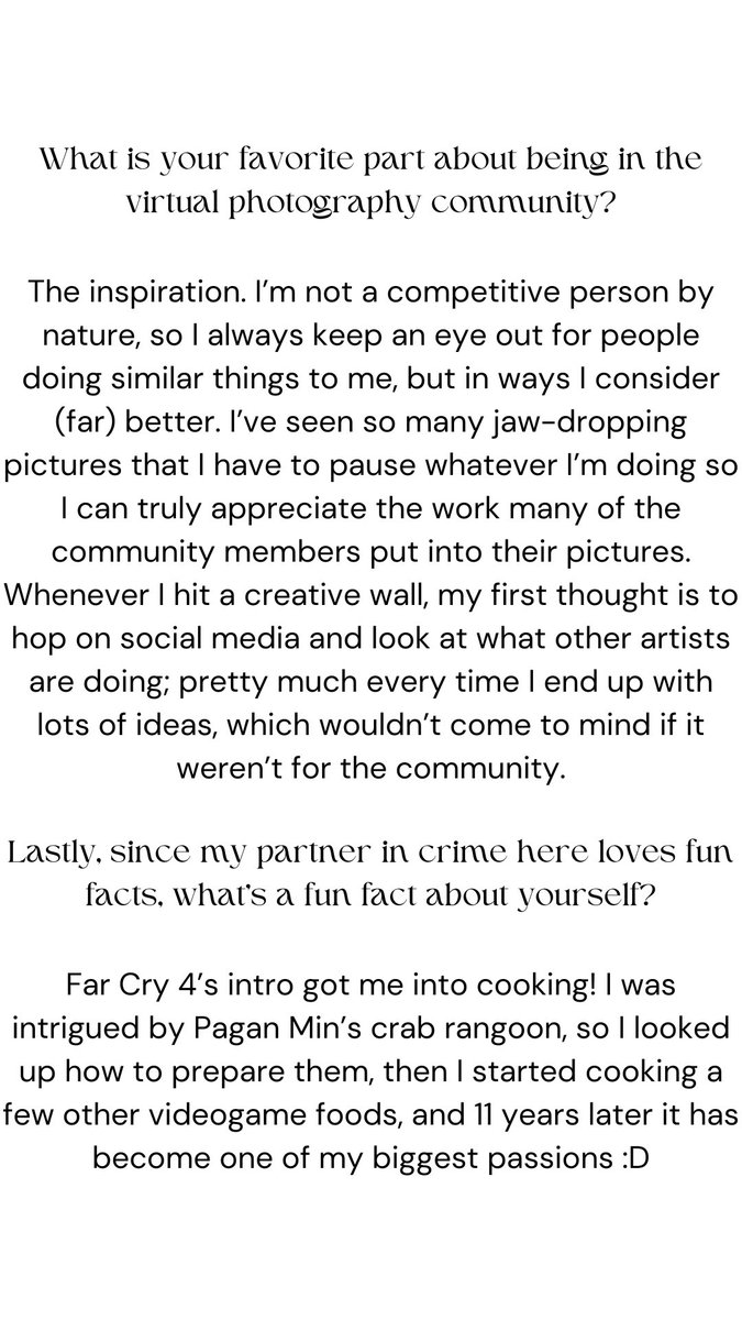 Interview with <a href="/MintyNolan/">Nolan</a>!

#VirtualPhotography