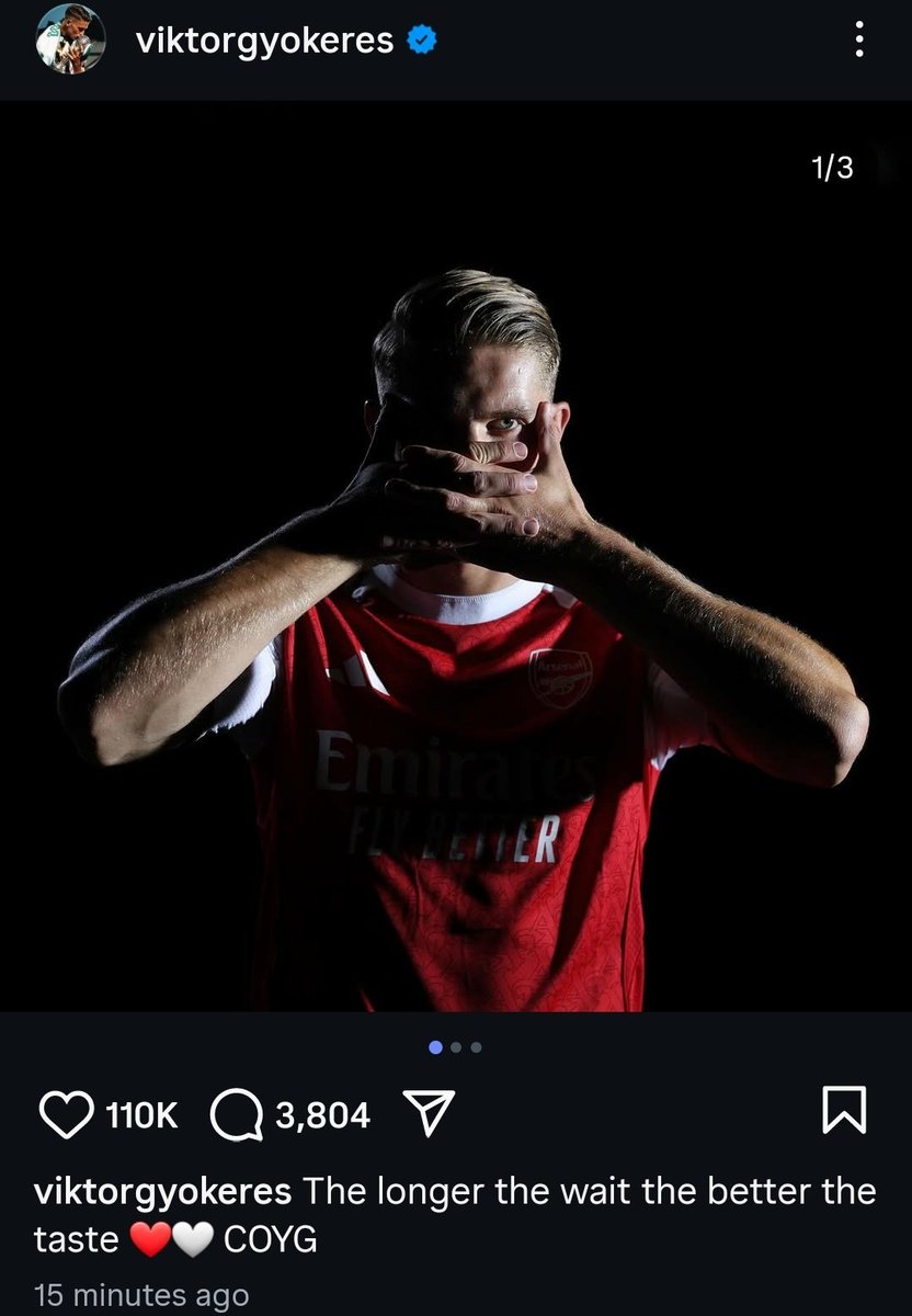 GunsXtra's tweet image. 📲 Viktor Gyökeres on IG:
"The longer the wait the better the taste ❤🤍COYG "