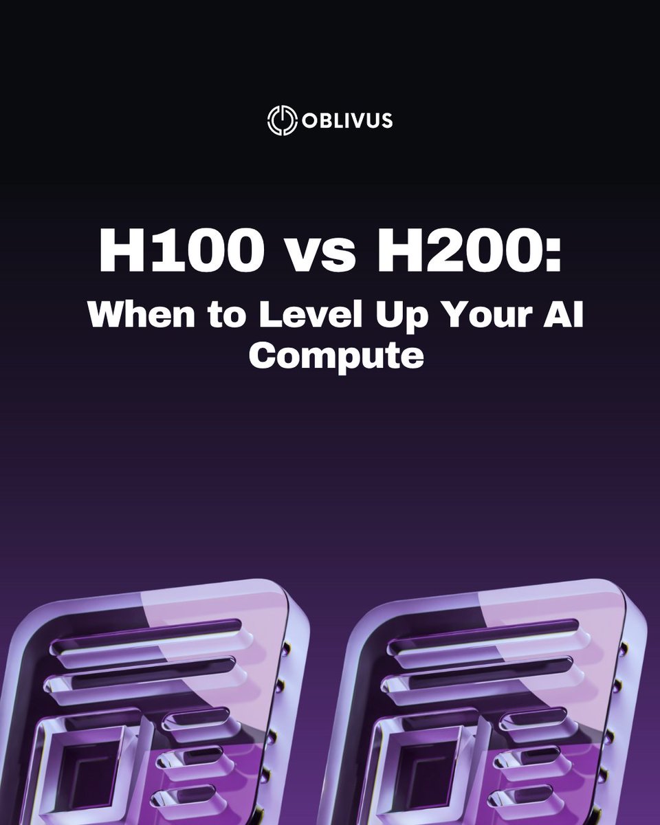 oblivuscloud's tweet photo. H100 vs H200—what’s right for your AI stack?
Learn when to upgrade, what to expect, and how to save.
👉 https://t.co/wQwCvthBgN
#H100 #H200 #CloudGPU #LLM #AIStartups #MLOps https://t.co/oV3LZYQbre
