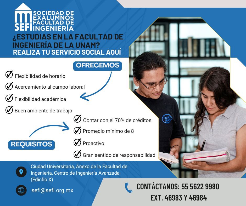 sefiorgmx's tweet photo. ✨ ¡Realiza tu servicio social! 💛
En SEFI te esperamos con los brazos abiertos 🫂
📍 Estamos en Ciudad Universitaria
💬 Únete, aprende y aporta 🤝
#ServicioSocial #SEFI #IngenieríaUNAM https://t.co/P9MtSn4sGz