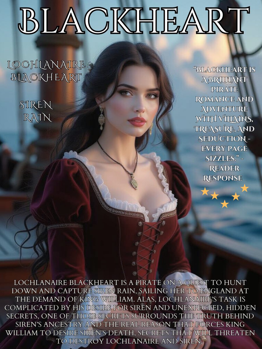 Pirate Lochlanaire Blackheart is released of an English prison, commanded by the king to hunt down a woman.  Trouble is...  his captive's ancestry threatens his life and hers and she's a seductress he's not sure he can resist. #romance #PirateBooks #historicalromance #booklovers
