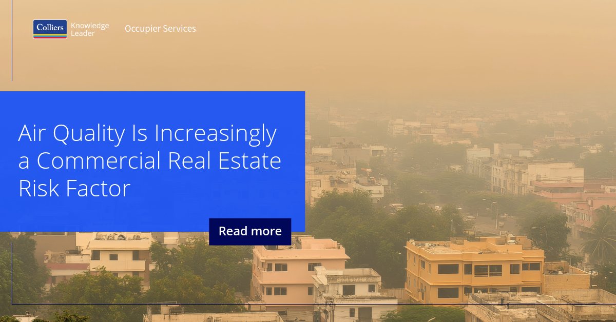 Colliers's tweet image. Air quality is an emerging risk factor in CRE. In the article below, Bret Swango explores how worsening pollution from rural Illinois to New York City and Dallas–Fort Worth is reshaping site selection and investment strategy. Read more: ow.ly/LSgp50WweqV