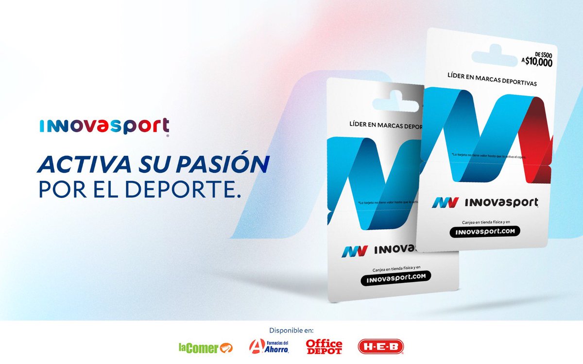 ¿No sabes qué regalar? Las Gift Cards de Innovasport son el pase directo a lo que más les gusta.

📲Encuéntralas en La Comer, Farmacias del Ahorro, Office Depot y HEB.