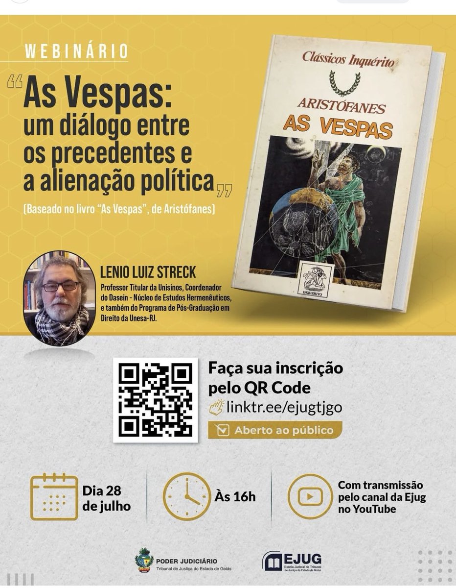 LenioStreck's tweet image. Hoje as 16 h. Aberto ao público.