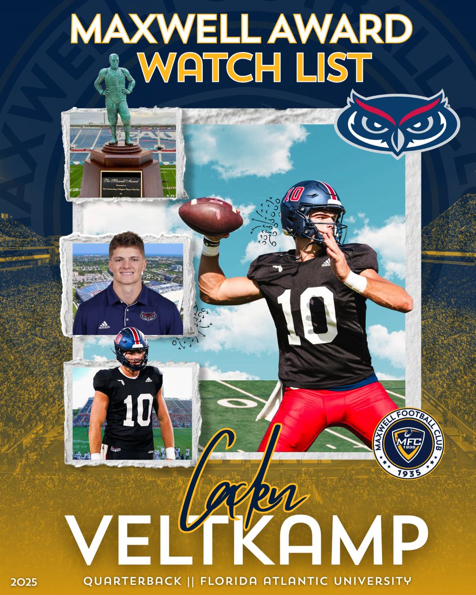 Maxwell Football (@maxwellfootball) on Twitter photo 🏈<a href="/FAUFootball/">Florida Atlantic Football</a> ‘s <a href="/crveltkamp/">Caden Veltkamp</a> has been named to the #MaxwellAward Watch List! 🏆 #MaxwellFootball 🏈<a href="/FAUFootball/">Florida Atlantic Football</a> ‘s <a href="/crveltkamp/">Caden Veltkamp</a> has been named to the #MaxwellAward Watch List! 🏆 #MaxwellFootball