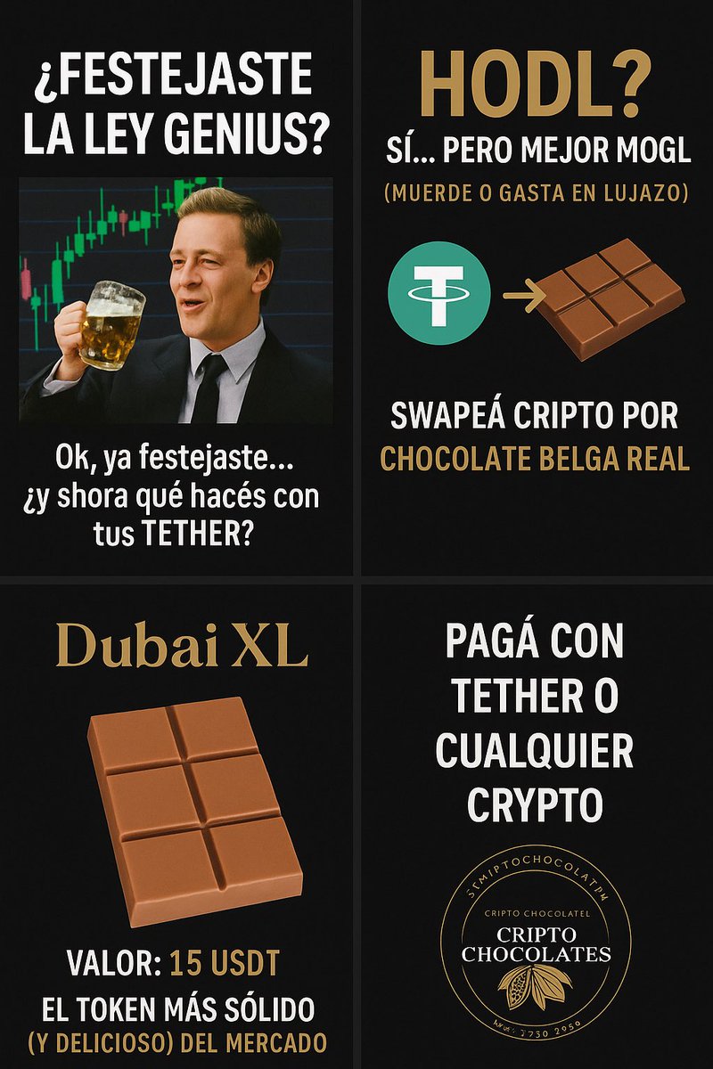 criptochocolate's tweet photo. 🍫 Dubai XL 215 g de Chocolate Belga premium💰 Valor: 15 USDT. 
“El token más sólido (y delicioso) del mercado.” #Dubai #chocolates #Criptomonedas #Bitcoin #coin @BitfinexESP  @BitFinance_News @bitfinex @paoloardoino https://t.co/ogirshBikF