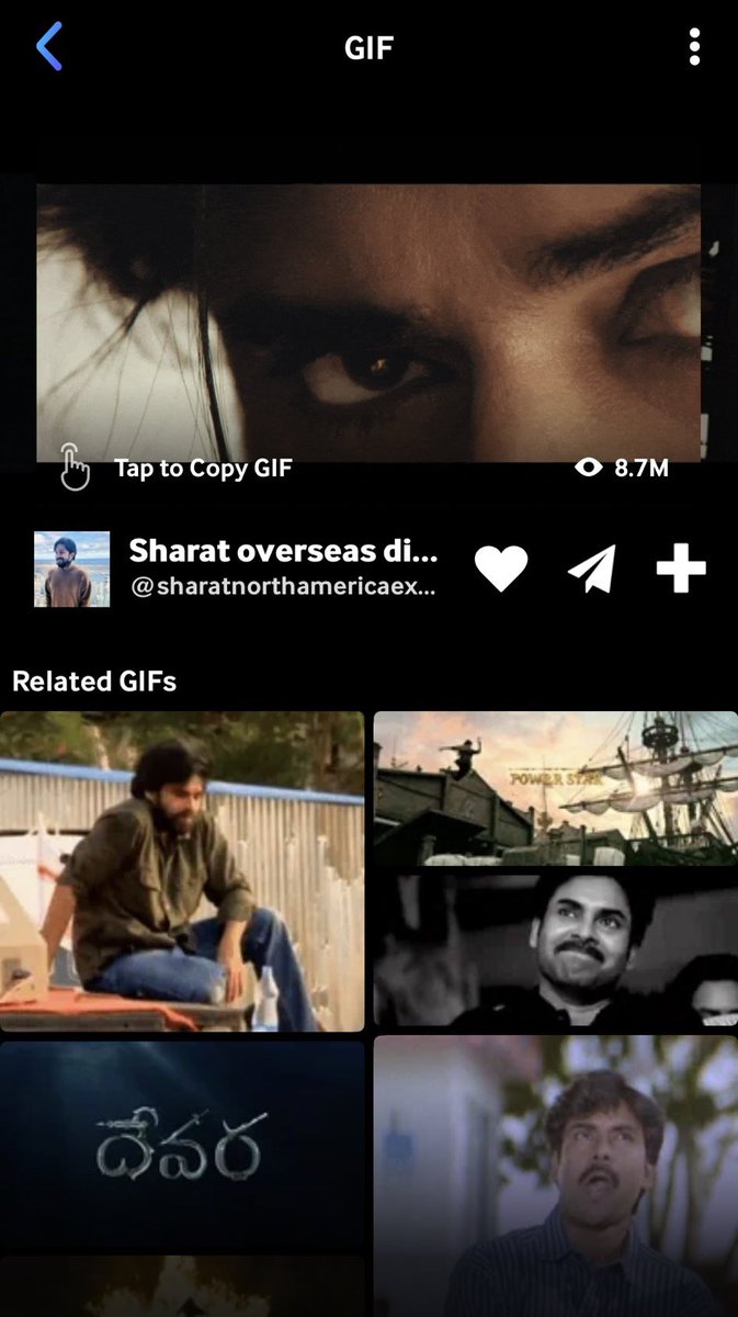 Sharatsays2's tweet image. On @GIPHY - this is the highest used GIF for Pawankalyan
8.7M hits already 💥💥💥 @DVVMovies
We will upload more GIFs once the promo content starts coming out in beginning of August!
#TheyCallHimOG #OG