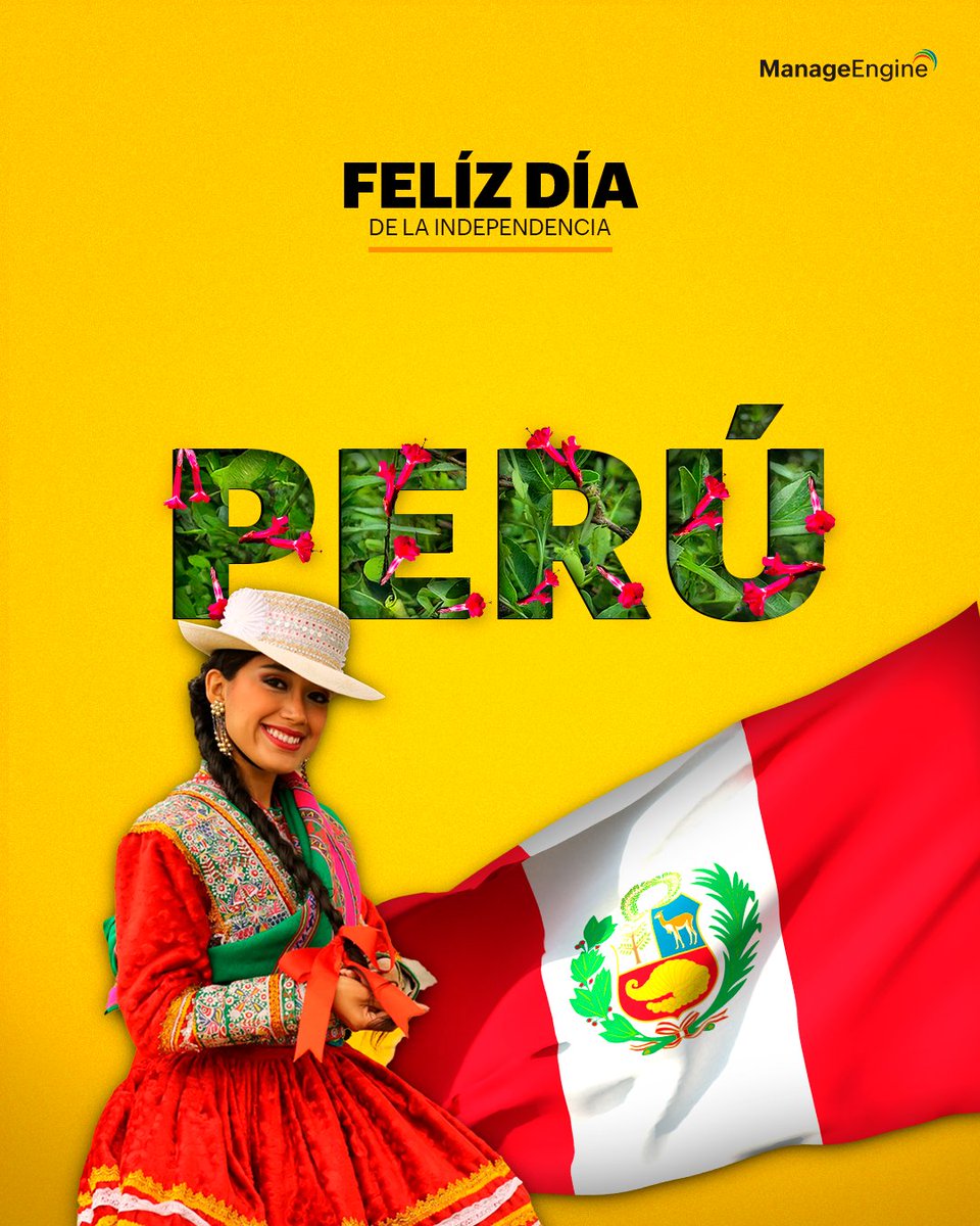ManageEngineLA's tweet image. 🇵🇪🎉 ¡Hoy celebramos la independencia del Perú! En #ManageEngineLATAM nos unimos a esta gran fiesta nacional para felicitar a todos los peruanos en su día. 🙌 Gracias por permitirnos ser parte de su transformación digital. ¡Feliz #DíadelaIndependencia! 👋🏻🤩