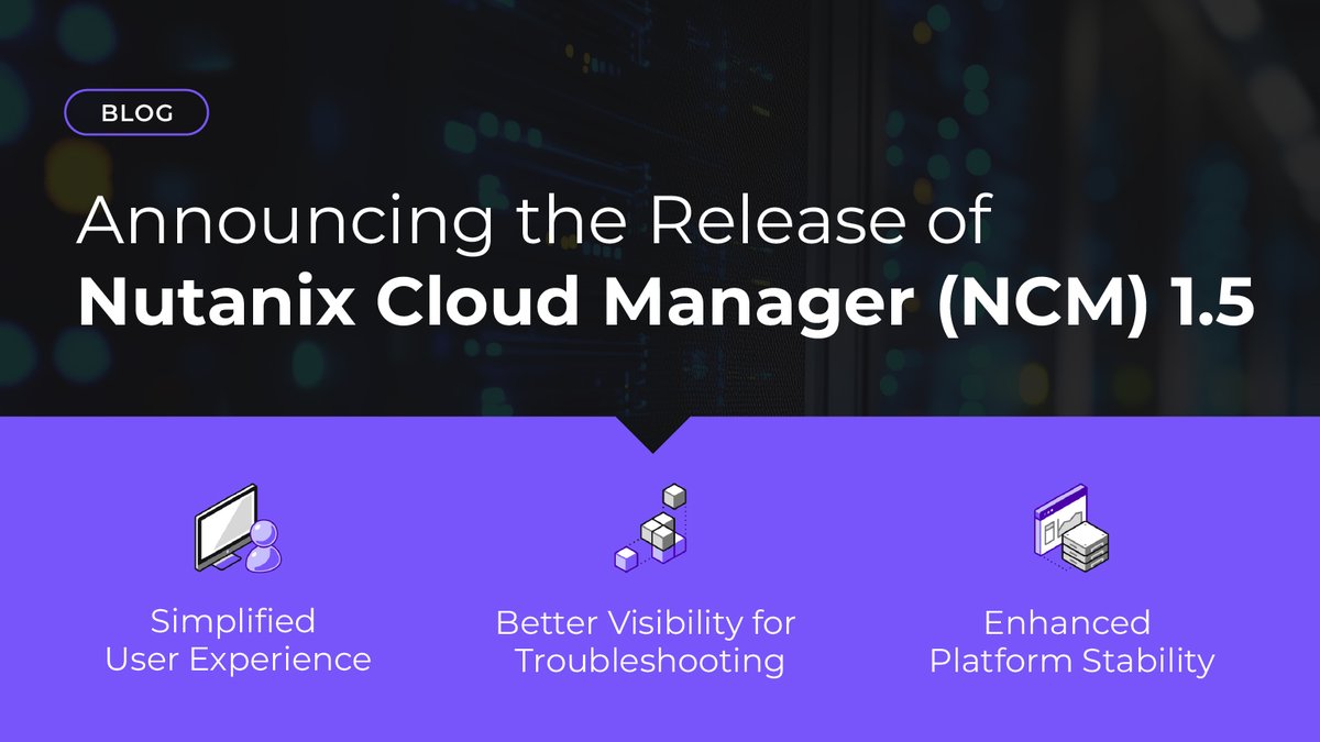 nutanix's tweet image. Say hello to a new era of cloud management. 👋
NCM 1.5 delivers a simpler experience, deeper visibility, and enhanced reliability through Kubernetes.
Find out how it can transform your operations: ntnx.com/40EFp9M