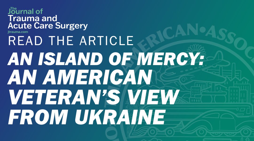 Journal of Trauma and Acute Care Surgery (@jtraumacutesurg) on Twitter photo A neurosurgeon who served in the American military describes his experience collaborating with colleagues in Ukraine. He also comments on the US military's preparedness for fighting in this new type of warfare.
journals.lww.com/jtrauma/fullte… A neurosurgeon who served in the American military describes his experience collaborating with colleagues in Ukraine. He also comments on the US military's preparedness for fighting in this new type of warfare.
journals.lww.com/jtrauma/fullte…