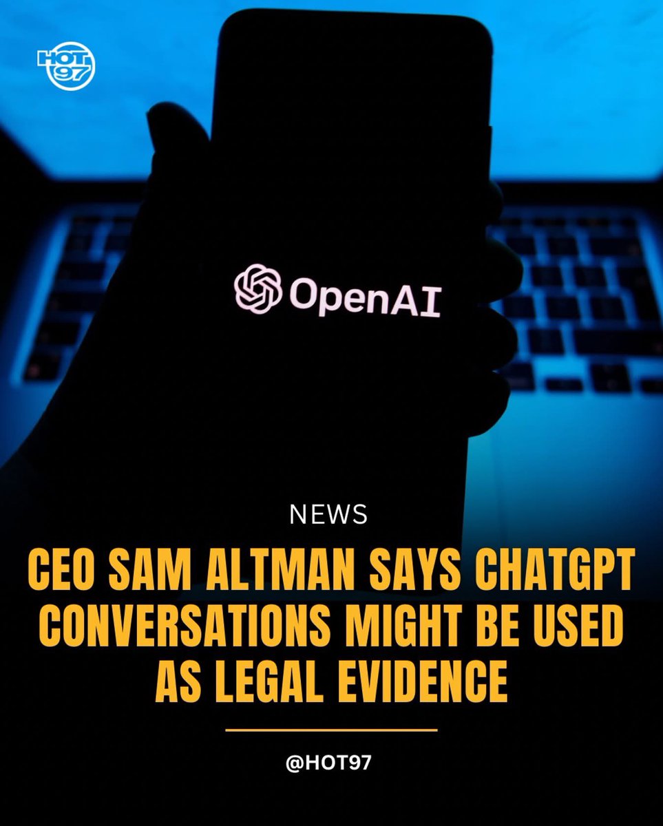 Truthtellerftm's tweet image. Anything you say on ChatGPT can and may be used against you in court!

Reports say OpenAI CEO Sam Altman says that ChatGTP searches aren’t confidential.

If OpenAI were to face a lawsuit, private conversations could be at risk of being revealed. Altman also mentioned that most…