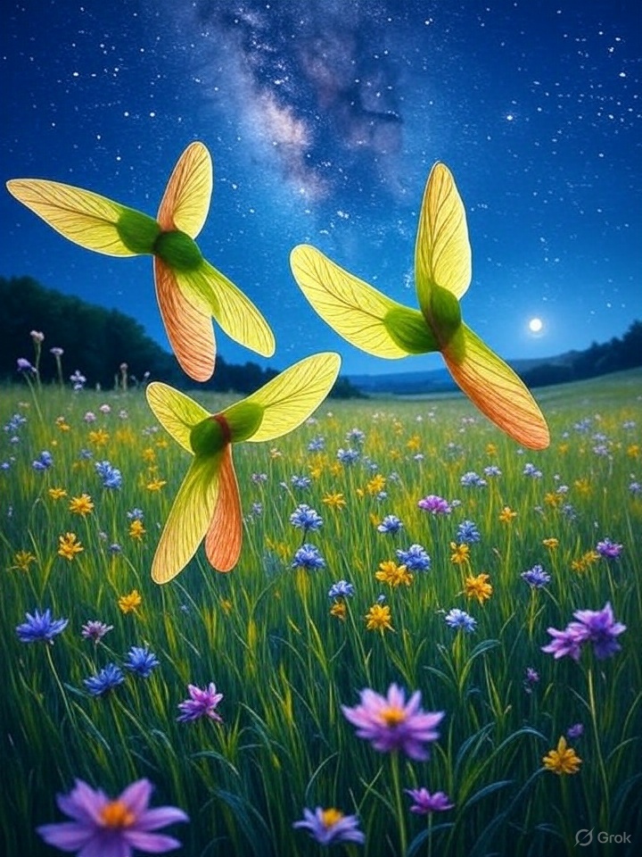 PoetAmused's tweet image. #vss365
samaras
descending
sparrows
seed
my pasture
#haiku #tanka #poetry #enlightenment #poetrycommunity #writingcommunity #aiart #aiartcommunity #art #nature #space #astronomy #fantasyart #sparrow