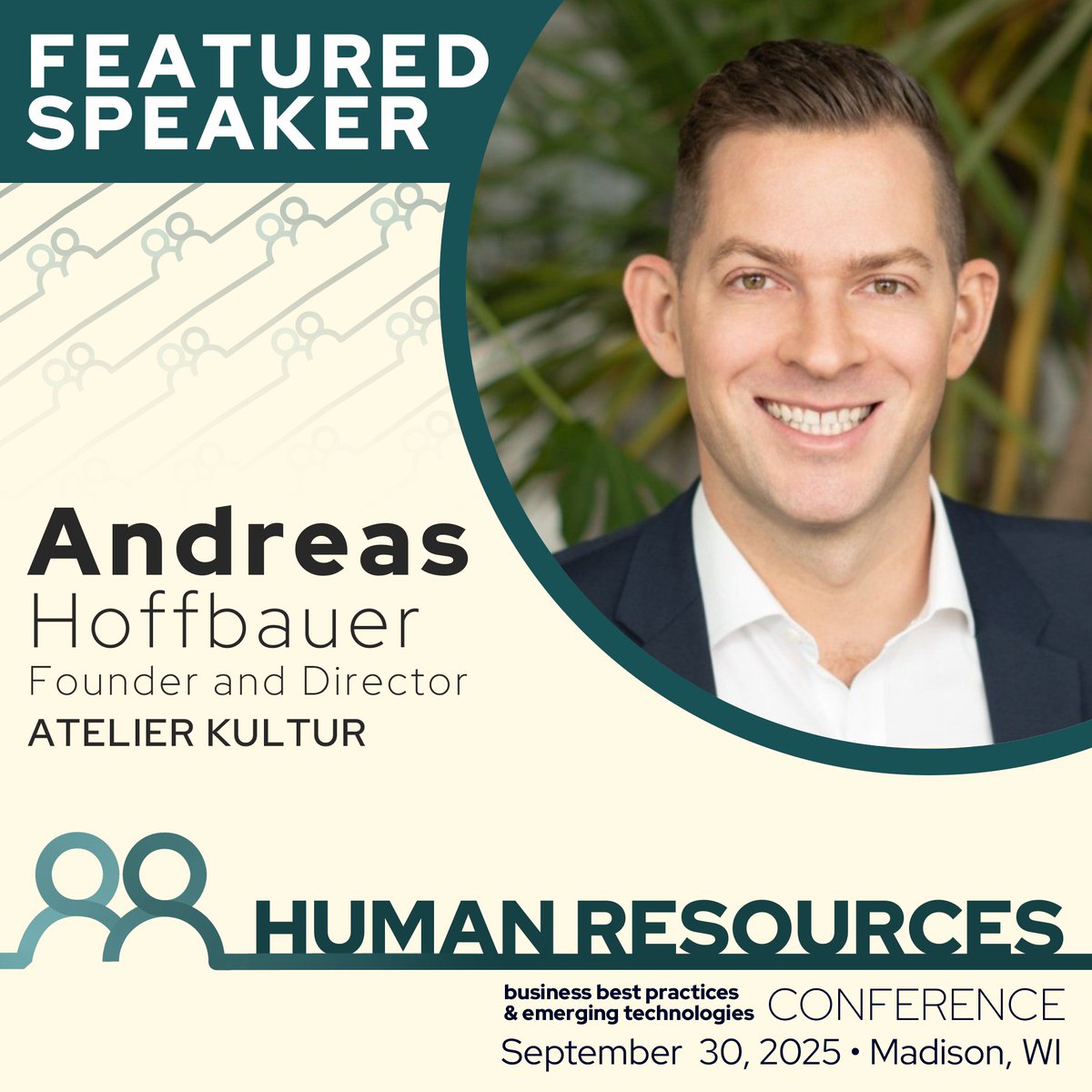 Excited to have Andreas Hoffbauer of Atelier Kultur speaking at this year's Annual Conference! Don’t miss his insights on how reshaping workplace connections drives execution, engagement, and transformation! Register now: uwebc.wisc.edu/conference/ #UWEBC #Momentum #ModernWorkWe