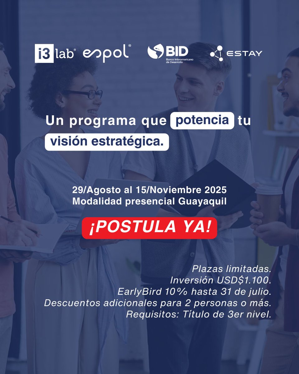 ch_estay's tweet image. Transforma e integra iniciativas en una innovación que genere valor sostenible.

Pide información y descuentos gracias al financiamiento BID. 👉 i3lab.org/diplomado-inno…

#espolinnova