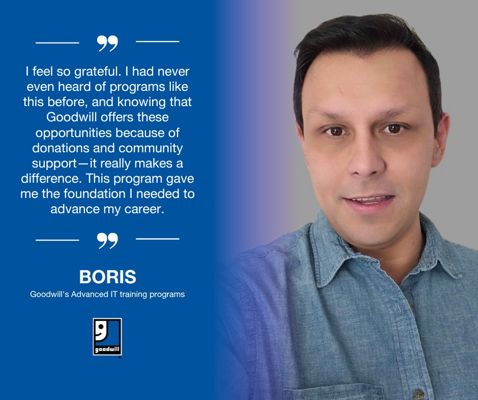 Goodwill Industries of the Southern Piedmont (@goodwillsp) on Twitter photo After 13 years in IT, Boris was laid off and faced a changed job market.
Through Goodwill’s tuition-free Data Analytics program, he gained new skills, support from career experts and a fresh start.
Now he’s thriving as an application engineer at <a href="/AtriumHealth/">Atrium Health</a>!
🔗 Read his After 13 years in IT, Boris was laid off and faced a changed job market.
Through Goodwill’s tuition-free Data Analytics program, he gained new skills, support from career experts and a fresh start.
Now he’s thriving as an application engineer at <a href="/AtriumHealth/">Atrium Health</a>!
🔗 Read his