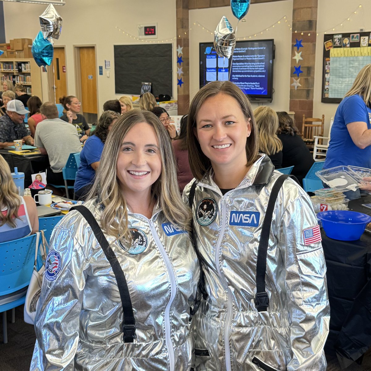 Stetson Hills <a href="/Stallions_sh/">Stetson Hills School</a> is back in orbit as we launch into a new school year! 🛰️ Ms. Dyer-Hurdon &amp; Ms. Walter are leading the way with energy, excitement, and silver suits ready for lift-off. 🌌👩‍🚀
#StetsonHills #MissionReady #BackToSchool #LeadershipInFlight <a href="/DVUSD/">Deer Valley Unified School District</a>
