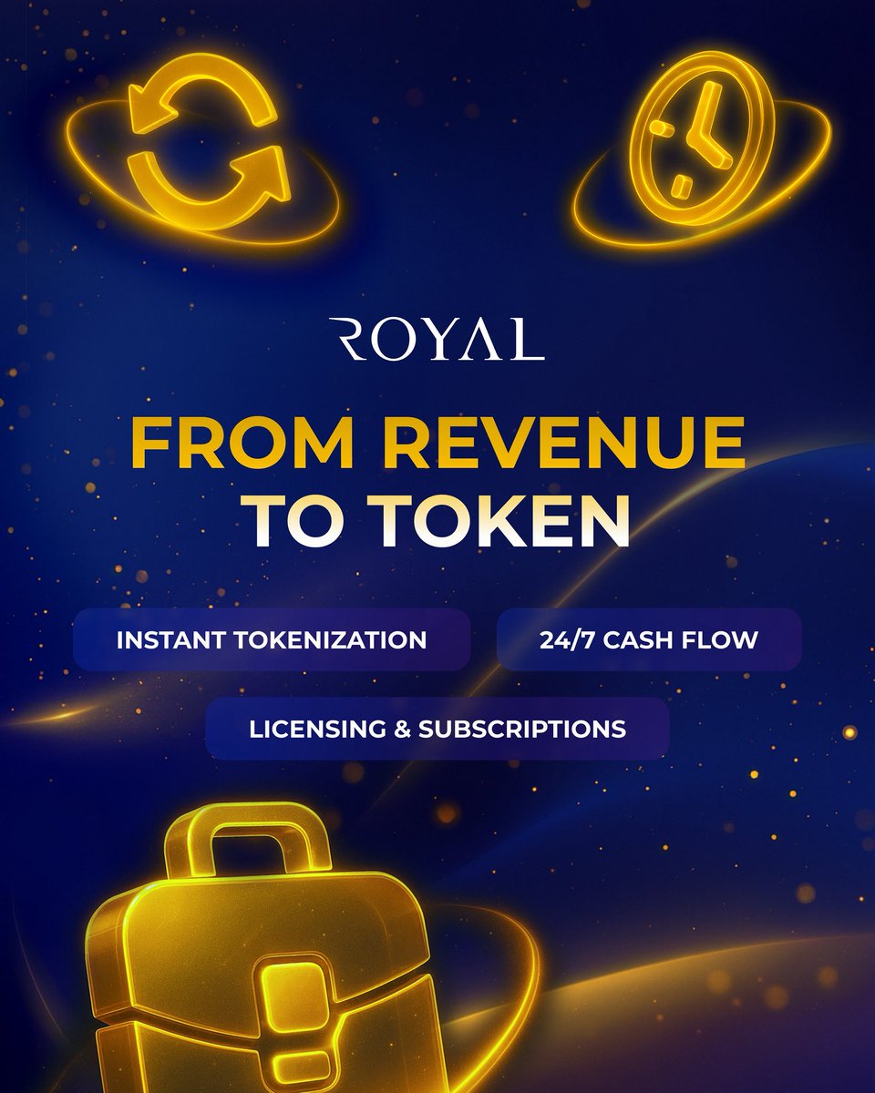 royalnetworkrwa's tweet photo. From Revenue to Token: Powering 24/7 Cash Flow 💼💡

Imagine every licensing fee, subscription payment, and royalty turning into a liquid digital asset the moment it’s earned. https://t.co/bv27mGEVoZ