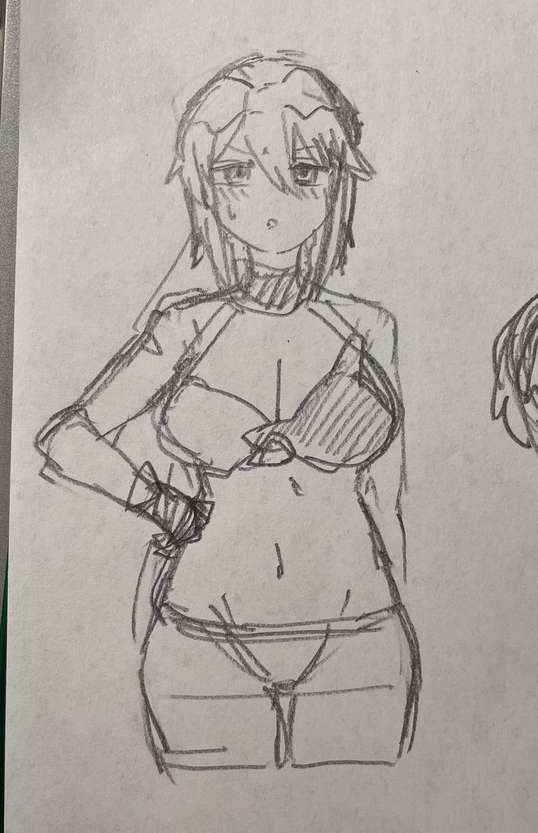 fudemame_mksk's tweet image. 描いてて自分が違和感を覚えない身体のバランスについて考えています
股下まで頭2.5個分くらいか