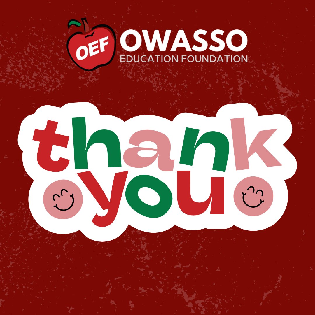 While classrooms may be quiet this month, our gratitude is loud. THANK YOU to every donor who helped us fund over 60 classroom grants this past year. The future of Owasso is brighter because of you!