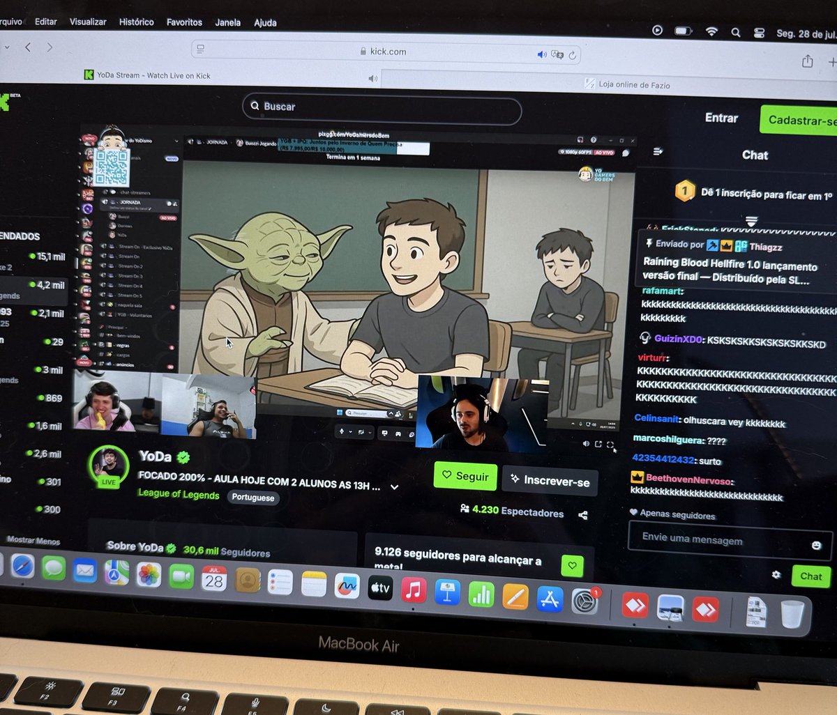 Aula do Yodismo com aluno novo na sala 

kick.com/yoda