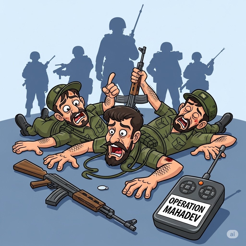 Trending_Gem's tweet photo. Oops, looks like some terrorists just got a permanent "uninstall" in Operation Mahadev! 🎮 Finally, the alleged mastermind of the Pahalgam attack and his pals are offline. #OperationMahadev #TerroristDown #Kashmir https://t.co/6h6tEBcD2r