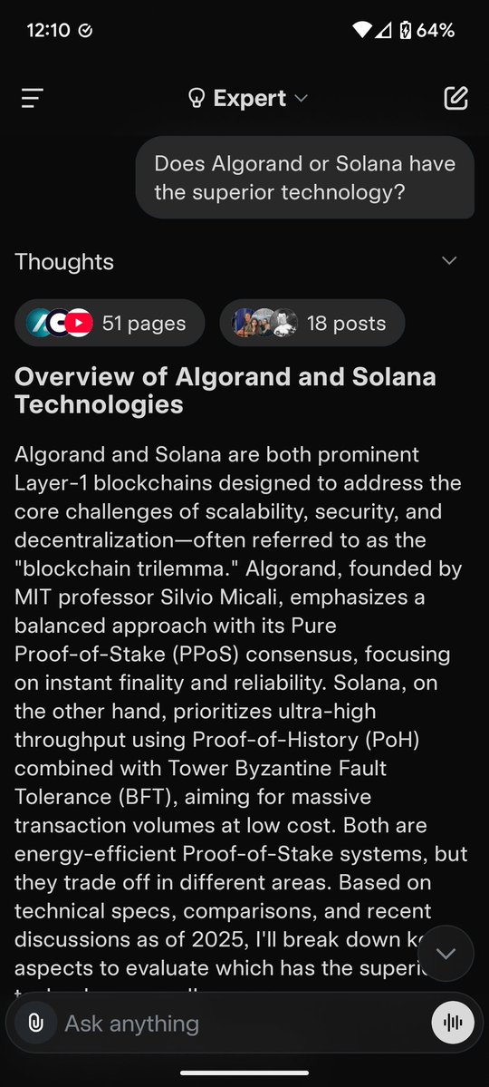 bernhardjwolf1's tweet image. I asked the &quot;Ultimate Question&quot;.
Grok came up with the ultimate answer that should settle the argument for all times.
The answer was not &quot;42&quot;...it was #Algorand $ALGO
Just as expected.
See for yourself: