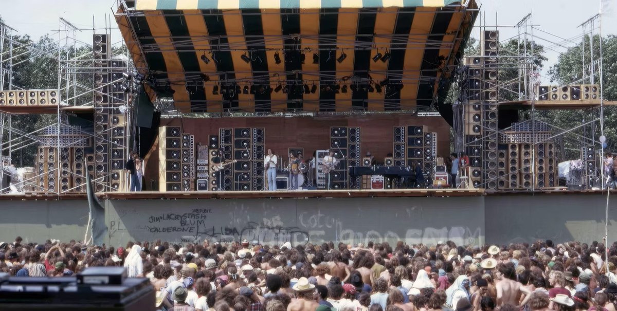 GratefulDead's tweet photo. On this day in 1973, nearly 600,000 people gathered at the Grand Prix Race Course in Watkins Glen, New York for the Summer Jam, a one-day festival featuring the Grateful Dead, The Allman Brothers Band, and The Band. Gates opened the day before for camping, and for just $10, fans received parking, a place to camp, and a full day of music. When it was their turn to take the stage, the Dead played two long sets, opening with “Bertha” and closing with an encore set that included Merle Haggard’s “Sing Me Back Home.”

Photos by @jplaffont, @EventideAudio, @summerjamfilm, and Louis Welch