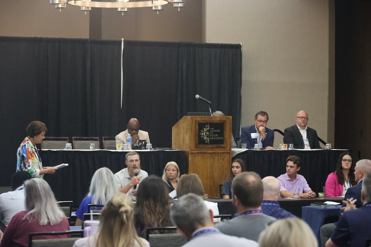 MOEducation's tweet image. During this great #MoEd25 panel discussion, we learned how communities can make powerful learning experiences for students of all ages through Real World Learning.