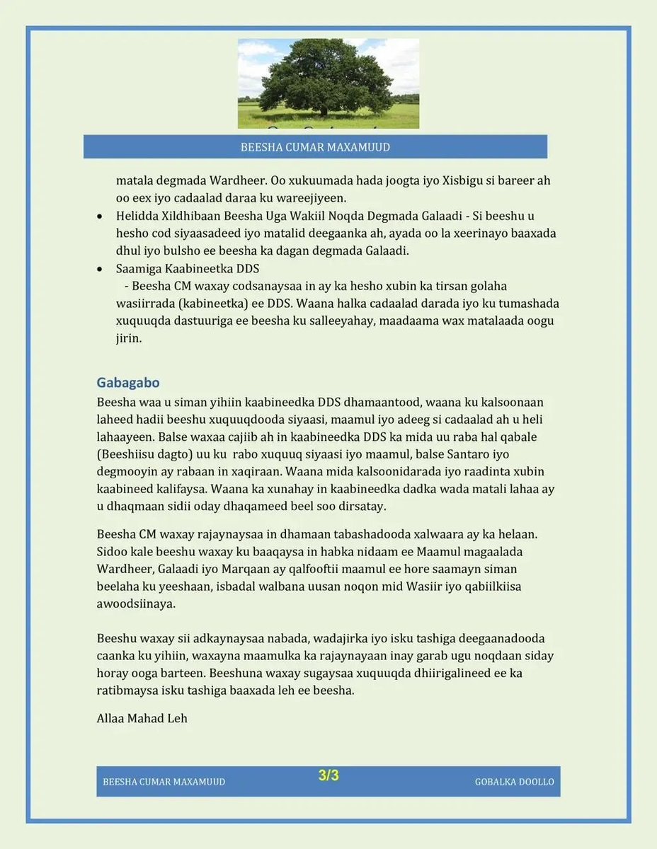 Abdiburhan2's tweet image. Deegaanada ay beeshu ka degto DDS ayey madaxweyne @M_cagjar usoojeediyeen in si gaar ah loo eego.
Degmada #Bookh waxay uqalanta #Gobol ama ismaamul.
@M_cagjar dib u eeg masuuliyadaada .