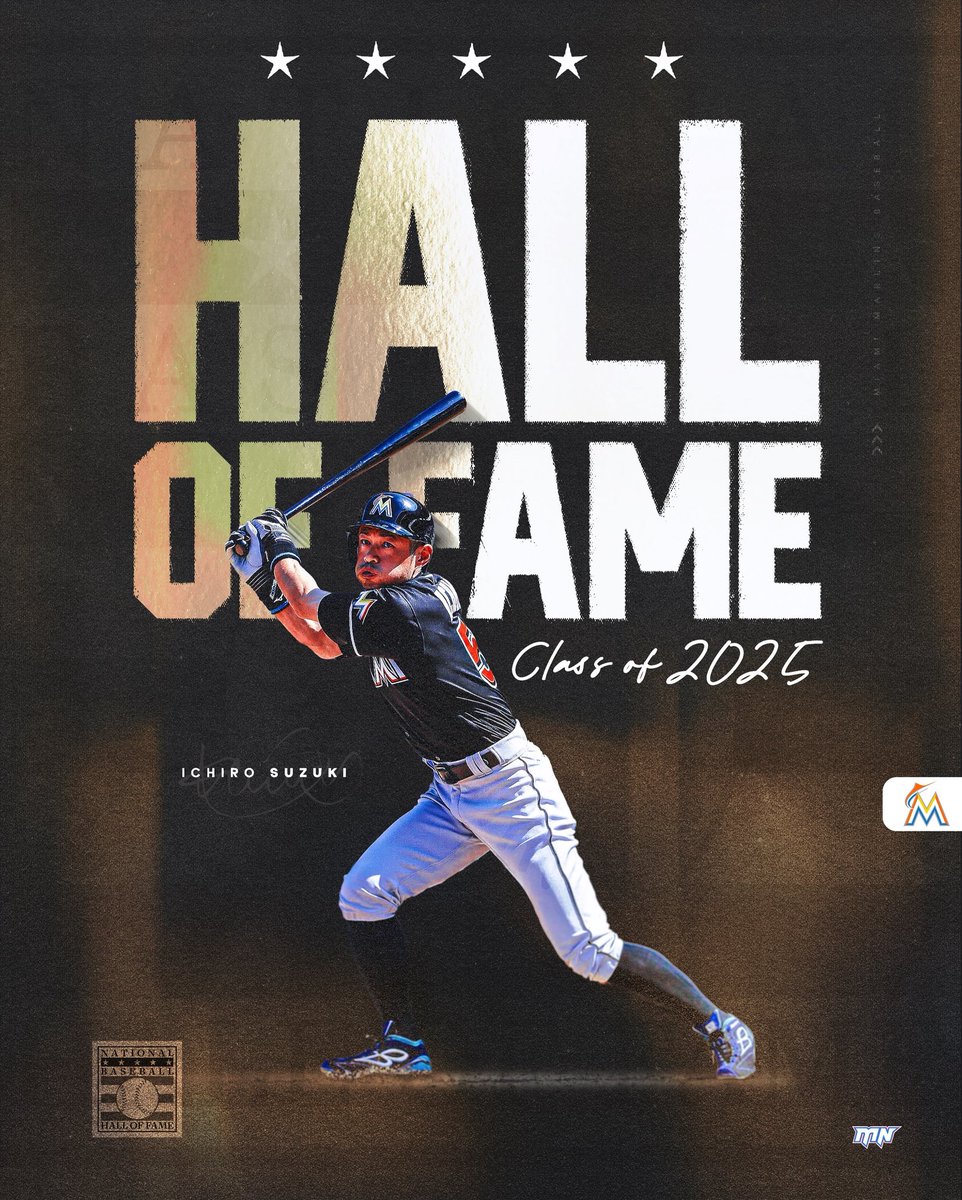 marlinsnetwork's tweet image. Welcome to the National Baseball Hall Of Fame, Ichiro ‼️⭐️🥇