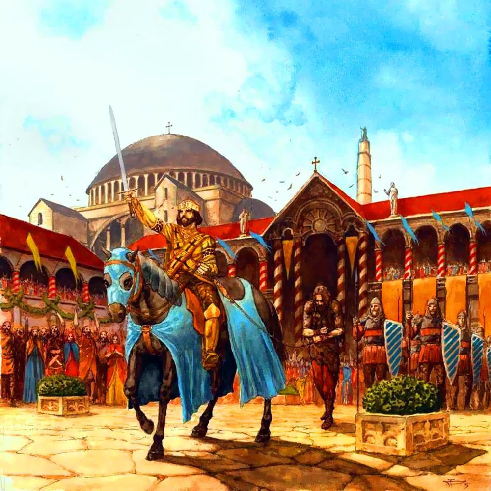 RomeInTheEast's tweet image. Nikephoros Phokas received a grand welcoming in Constantinople when he took the throne in 963. When he arrived “the city population bore him in procession through the Golden Gate, into the capital, with cheering and applause, with trumpets and cymbals.”
Leo the Deacon says that:…