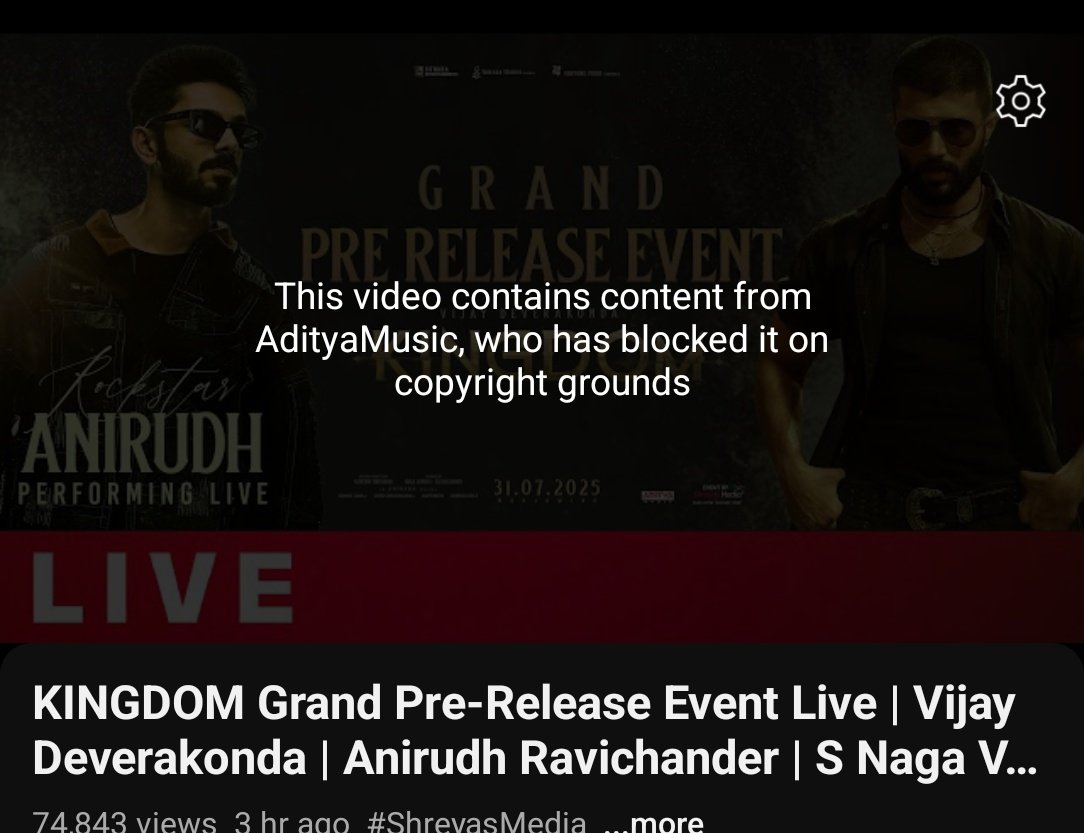 VarunNK8's tweet image. Aditya music gadu shreyas media ki copyright strike esi dengadu 🤣
#Kingdom