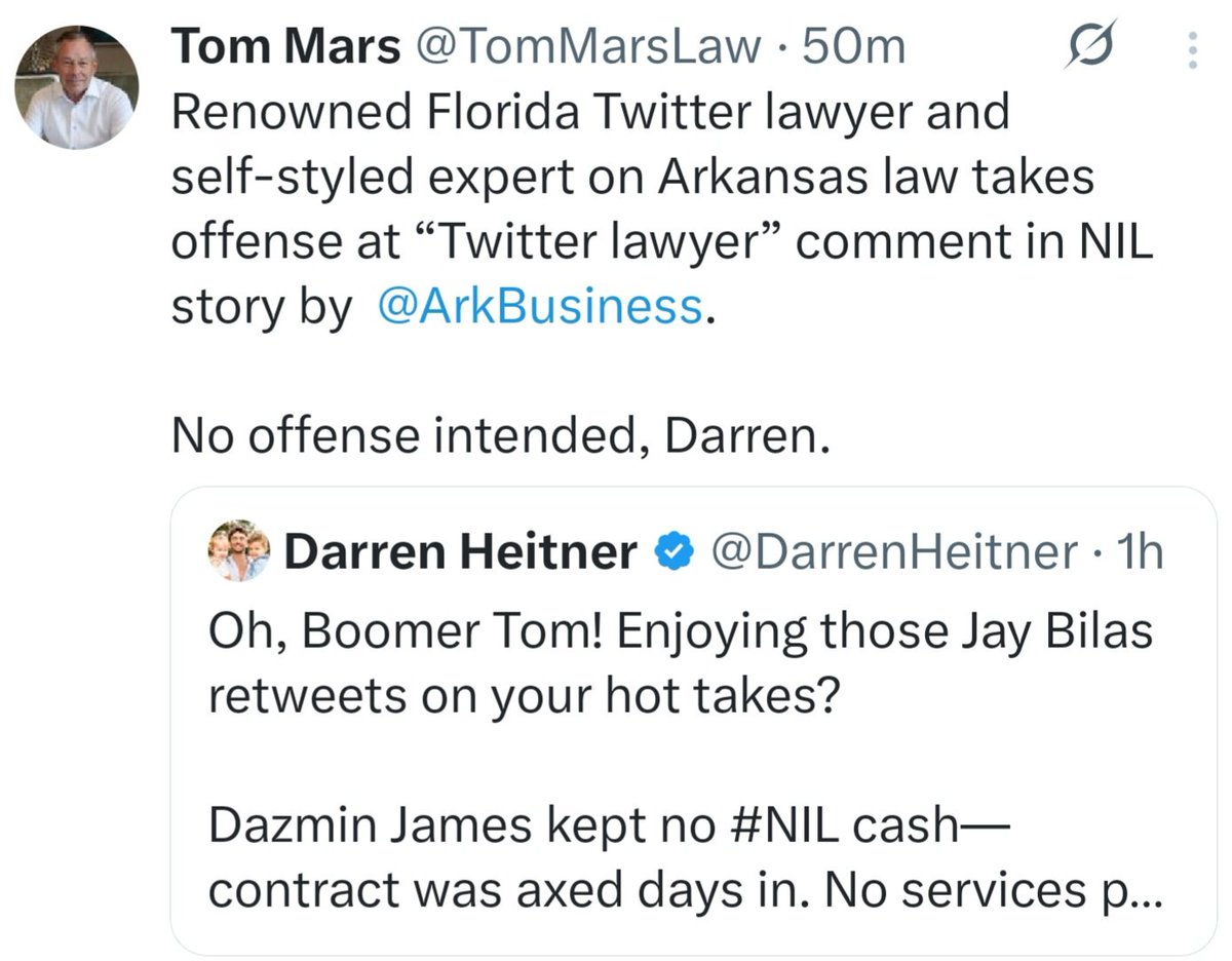 NILnotNLI's tweet image. Isn&apos;t Twitter great? These are two of the more visible attorneys in the NCAA landscape battling it out this morning over who merits the label &quot;Twitter lawyer&quot; 👇